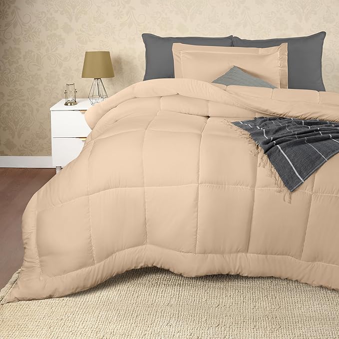 Utopia Bedding Twin Comforter Set Kids with 1 Pillow Sham, Bedding Comforter Sets, Down Alternative Beige Comforter, Soft and Comfortable, Machine Washable - LeafyLoom