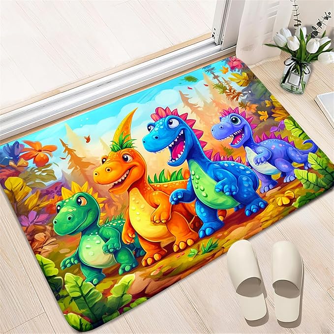 Dinosaur Rug for Boys Room - Colorful Cute Dino Rug for Room Kids Carpet for Bedroom Boys Bedroom Rug Cartoon Dinosaur Rug Cute Dinosaur Rugs for Boys Bedroom,2'×3' - LeafyLoom
