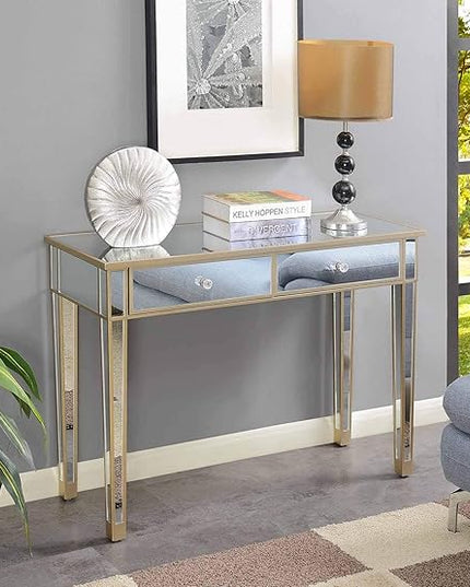 Convenience Concepts Gold Coast Desk, Champagne/Mirror - LeafyLoom