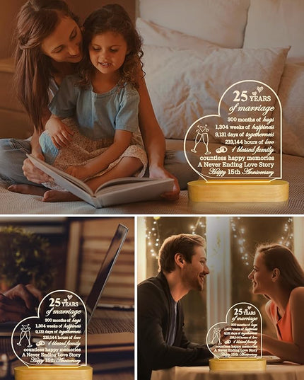 FULLOSUN Happy Anniversary Wedding Gift, Anniversary Parent Gifts, Wedding Gift for Couple, Warm Night Light for Wife Husband Romantic Valentine's Day (25th) - LeafyLoom