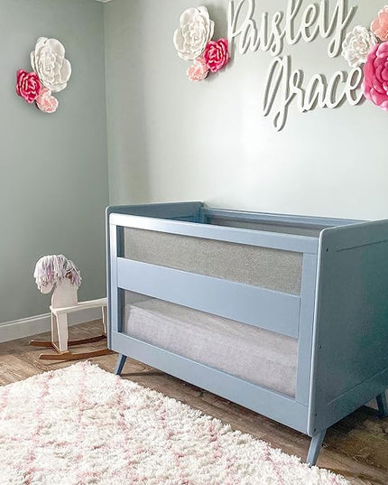 BreathableBaby Breathable Mesh 3-in-1 Convertible Crib (Toddler Bed Kit Sold Separately) — Steel Gray — Two Adjustable Mattress Heights — Greenguard Gold Certified - LeafyLoom