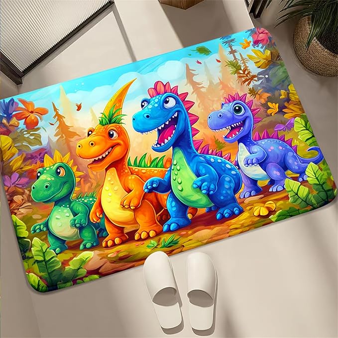 Dinosaur Rug for Boys Room - Colorful Cute Dino Rug for Room Kids Carpet for Bedroom Boys Bedroom Rug Cartoon Dinosaur Rug Cute Dinosaur Rugs for Boys Bedroom,2'×3' - LeafyLoom