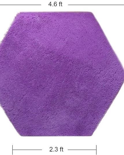 junovo Ultra Soft Rug for Nursery Children Room Baby Room Home Decor Dormitory Hexagon Carpet for Playhouse Princess Tent Kids Play Castle, Diameter 4.6 ft, Purple - LeafyLoom