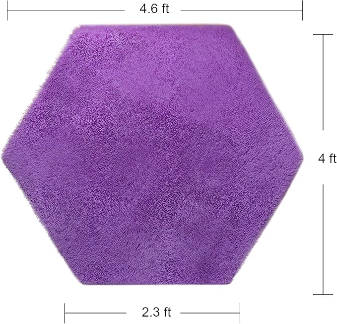 junovo Ultra Soft Rug for Nursery Children Room Baby Room Home Decor Dormitory Hexagon Carpet for Playhouse Princess Tent Kids Play Castle, Diameter 4.6 ft, Purple - LeafyLoom