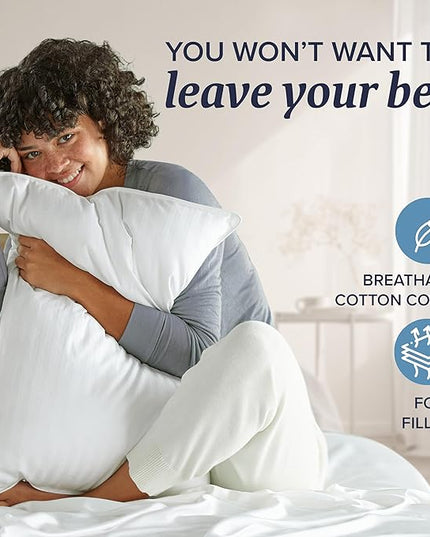 Beckham Hotel Collection King Size Memory Foam (Adjustable Fill) Bed Pillows Set of 2 - Cooling Shredded Foam Pillow for Back, Stomach or Side Sleepers - LeafyLoom