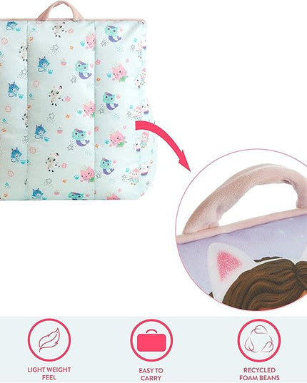 Idea Nuova Gabby's Dollhouse Kids Fabric Bean Bag Chair with Piping & Top Carry Handle, Large - LeafyLoom