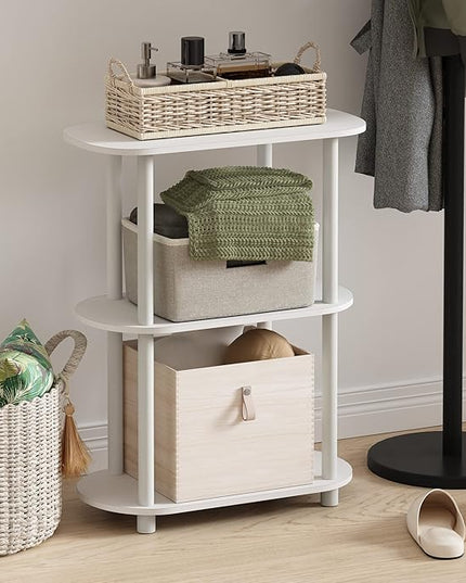 Furinno Turn-N-Tube No Tools 3-Tier Modern Oval Side Display Rack, White/Virgin White - LeafyLoom