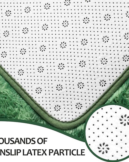 4x6 Large Area Rugs for Living Room, Super Soft Fluffy Modern Bedroom Rug, Tie-Dyed Green Indoor Shag Fuzzy Carpets for Girls Kids Nursery Room Home Decor - LeafyLoom