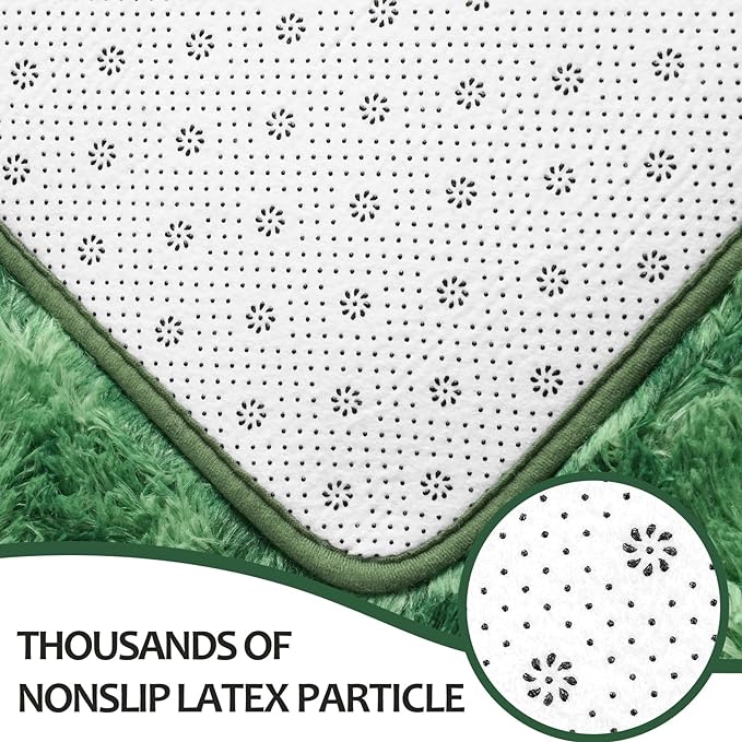 6x9 Large Area Rugs for Living Room, Super Soft Fluffy Modern Bedroom Rug, Tie-Dyed Green Indoor Shag Fuzzy Carpets for Girls Kids Nursery Room Home Decor - LeafyLoom