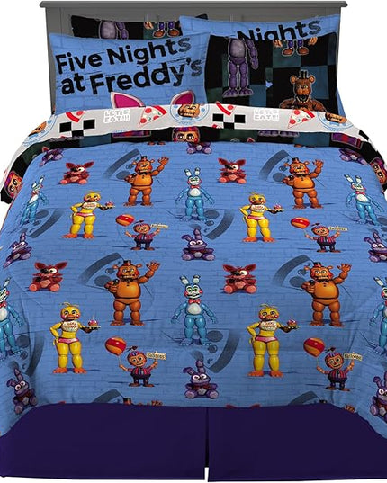 Franco Kids Bedding Super Soft Comforter and Sheet Set with Sham, 7 Piece Full Size, Five Nights At Freddy's - LeafyLoom