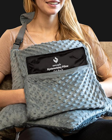 Zomaple Hysterectomy Pillow- Super Comfy Shock Absorbing Hysterectomy Recovery Pillow with 2 Pockets and Gel Pack- Tummy Pillow with Hands Placement - LeafyLoom