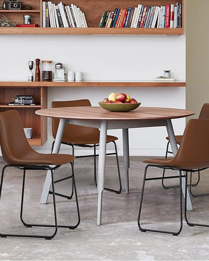 NicBex Retro Side Chair Dining Chair with Metal Legs for Kitchen, Living, Dining Room, Set of 2, (Walnut Color) (A-GE17013-USSU014) - LeafyLoom