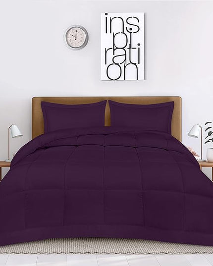 Utopia Bedding King Size Comforter Set with 2 Pillow Shams, Bedding Comforter Sets, Down Alternative Plum/Purple Comforter, Soft and Comfortable, Machine Washable - LeafyLoom