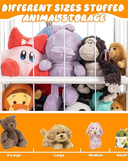 Stuffed Animal Zoo Storage, Extra Large Stuffed Animal Holder with Dust Cloth and Universal Wheels, Toy Storage Organizer, Plush Storage Organizer Shelf for Birthday Gift, Nursery Play Room Bedroom - LeafyLoom