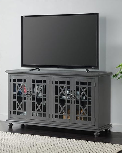 Martin Svensson Home Elegant TV Stand, 63" W x 35" H, Grey - LeafyLoom