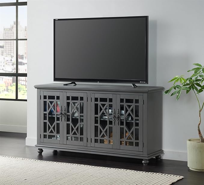 Martin Svensson Home Elegant TV Stand, 63" W x 35" H, Grey - LeafyLoom