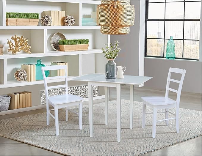 International Concepts Small Dropleaf Dining Table, White - LeafyLoom