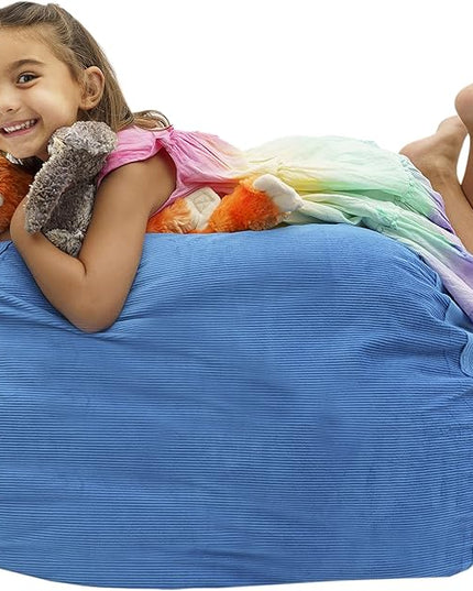 EMMandSOPHIE Stuffed Animal Storage Bean Bag Chair - Kids Bean Bag Chairs- Bean Bag Chair Kids- Beanbag Chairs for Kids and Teens-Stuffed Animal Holder- Stuffed Animal Bean Bag Storage - LeafyLoom