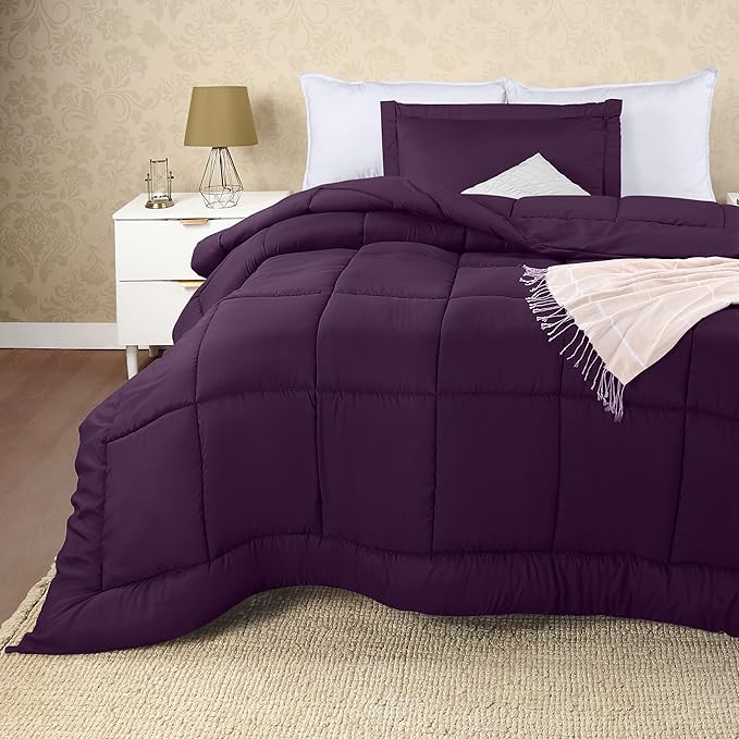 Utopia Bedding Twin Comforter Set Kids with 1 Pillow Sham, Bedding Comforter Sets, Down Alternative Plum/Purple Comforter, Soft and Comfortable, Machine Washable - LeafyLoom