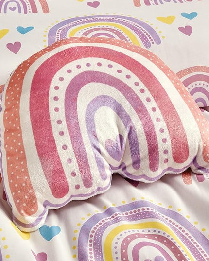 for Kids Rainbow Hearts 4-Piece Comforter Set - Beautiful Motif Design Bedding Set with Embrodery Print - LeafyLoom
