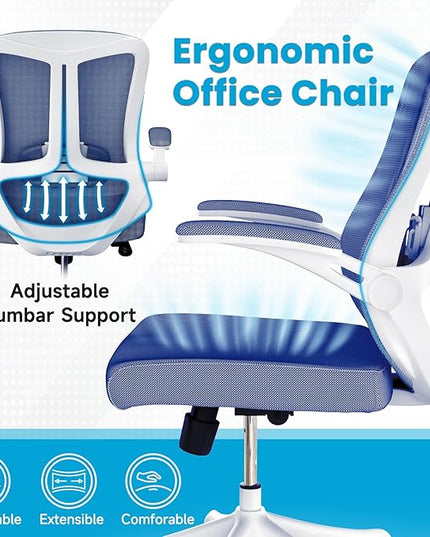 Ergonomic Office Chair - Comfy Desk Chairs with Wheels and Arms, 400LB Heavy Duty Mesh Computer Chairs with Comfortable Lumbar Back Support for Home Office, Bedroom, Study and College Dorm - LeafyLoom