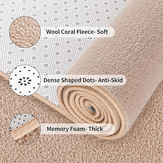 Area Rugs for Bedroom Living Room, 4x6 Ivory Super Soft Comfy Thickened Memory-Foam Indoor Carpets, Modern Aesthetic Minimalist Carpet for Boys Girls Adults Apartment Nursery Home Décor - LeafyLoom