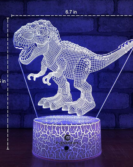 easuntec Dinosaur Toys 3D Night Light with Remote & Smart Touch 7 Colors + 16 Colors Changing Dimmable TRex Toys 1 2 3 4 5 6 7 8 Year Old Boy or Girl Gifts (TRex 16WT) - LeafyLoom