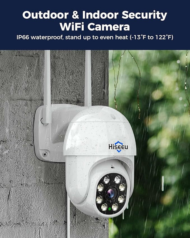 Hiseeu 2Pcs 5MP Security Camera PTZ Wireless Cameras Two Way Vioice Surveillance Camera Full Color Night Vision, IP66 Waterproof 24/7 Record for Outdoor Home Security Compatible Alexa Hiseeu