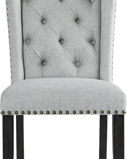 Signature Design by Ashley Jeanette Traditional Tufted Upholstered Wingback Dining Chair, 2 Count, Light Gray - LeafyLoom
