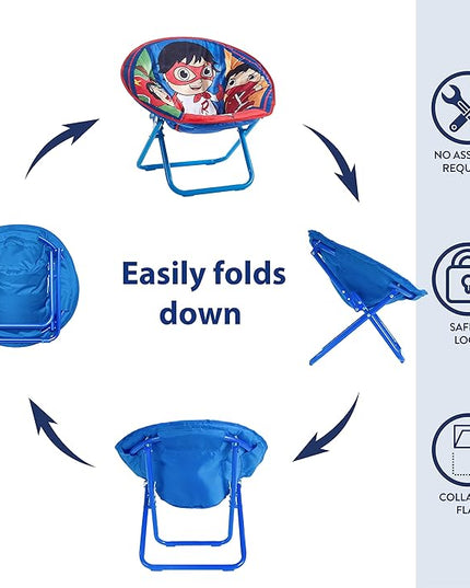 Ryan's World Toddler 19” Folding Saucer Chair with Cushion, Ages 3+ - LeafyLoom