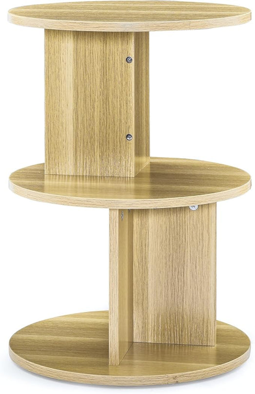 ECYIL Double Layered Independent Storage Rack, Full Circular Color Blocking Bookshelf, Suitable for Home, Office, Living Room, etc (nature) - LeafyLoom