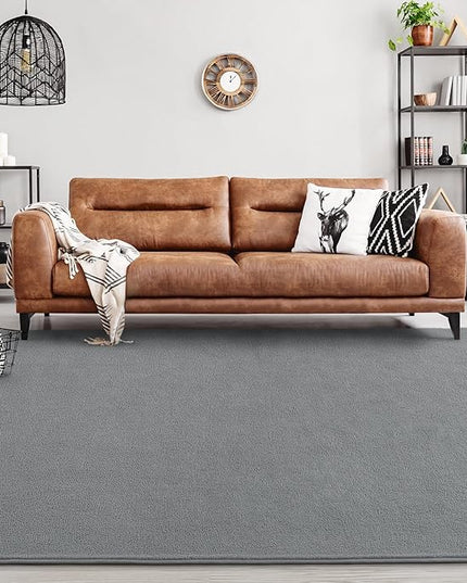 Area Rugs for Bedroom Living Room, 6x9 Grey Super Soft Comfy Thickened Memory-Foam Indoor Carpets, Modern Aesthetic Minimalist Carpet for Boys Girls Adults Apartment Nursery Home Décor - LeafyLoom