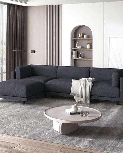 102.4" Luxury L-Shaped Sectional Sofa with Reversible Chaise, Modern 4 Seat Convertible Upholstery Couch for Living Room, Apartment, Office, Sturdy Wooden Frame, Gray, 102.4 Inch - LeafyLoom
