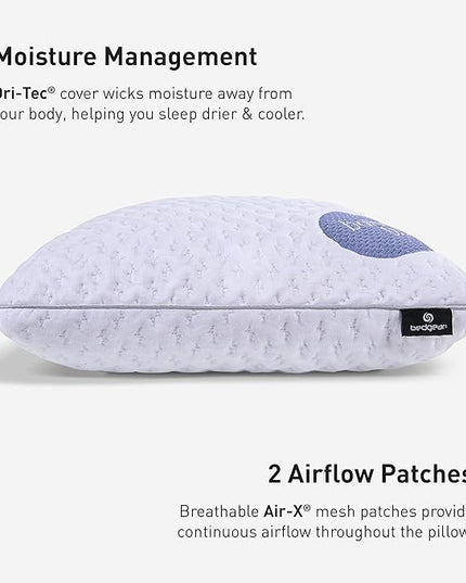 Bedgear Balance Performance Pillow - Size 0.0 - Moisture Wicking Bed Pillow for All Sleep Positions - Medium Firmness Bed Pillow - Hypoallergenic, Washable Removable Cover - 20" W x 26" L x 4.75" H - LeafyLoom