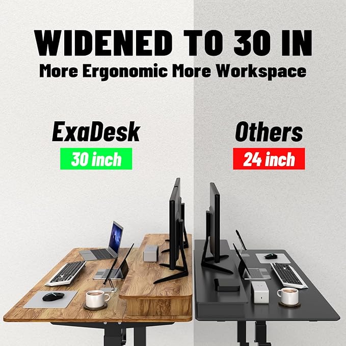 63 * 30 Inches Electric Standing Desk Adjustable Height with 4 Drawers, Double Storage Shelves Stand Up Desk, Home Office Workstation Sit Stand up Desk (Light Rustic Brown) - LeafyLoom