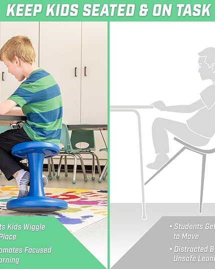 GoSports Wobble Chair - Sensory Stool for Active Kids - ADHD Chair for Classrooms or Home - 14 or 18 Inch Stool - LeafyLoom