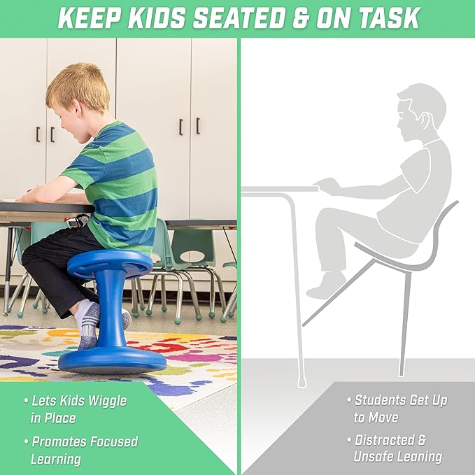 GoSports Wobble Chair - Sensory Stool for Active Kids - ADHD Chair for Classrooms or Home - 14 or 18 Inch Stool - LeafyLoom
