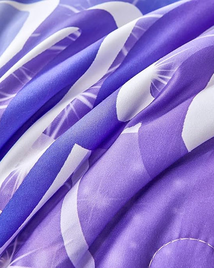 URBONUR 6Pcs Purple Blue Comforter Set Queen Size for Girls Bed in a Bag Queen Bedding Set with Comforter and Sheets Set, Gradient Mermaid Tail Printed Bed Sets for Teens Girls Women - LeafyLoom