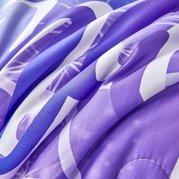 URBONUR 6Pcs Purple Blue Comforter Set Queen Size for Girls Bed in a Bag Queen Bedding Set with Comforter and Sheets Set, Gradient Mermaid Tail Printed Bed Sets for Teens Girls Women - LeafyLoom