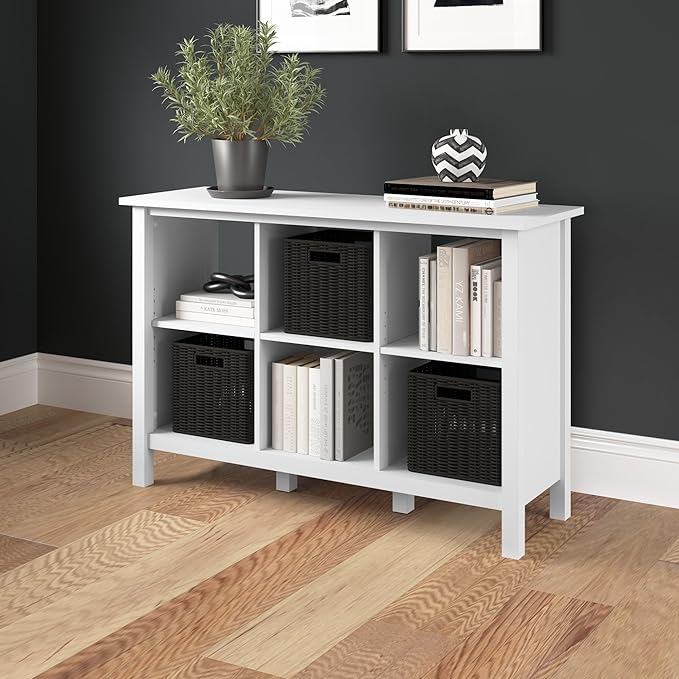 Bush Furniture Broadview 6 Cube Organizer in Pure White - LeafyLoom