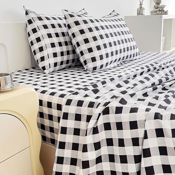 7 Piece Kids Panda Comforter Set Twin Size - Black White Cute Panda Bedding Set Bed in A Bag for Girls Boys Teens - Soft Comfortable Machine Washable Bed Set - LeafyLoom