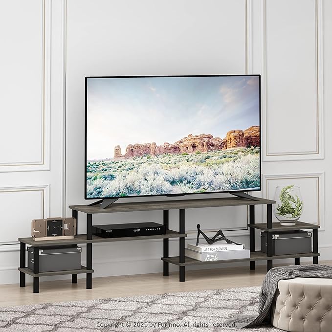 Furinno Turn-N-Tube Grand Stand for TV up, 78 Inch, French Oak - LeafyLoom