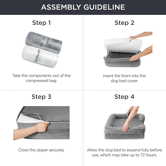 Bedsure Orthopedic Dog Bed for Medium Dogs - Calming Dog Sofa Beds Medium with Luxurious Short Plush Washable, Pet Couch Bed with Removable Washable Cover, Waterproof Lining and Nonskid Bottom, Black BEDSURE