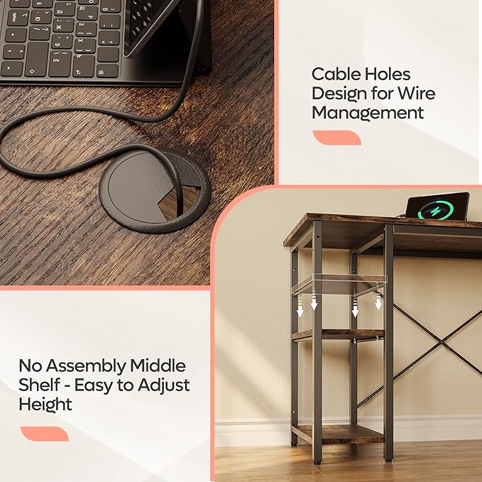 Bestier L Shaped Computer Desk, Reversible Corner Office Desk with Shelves, 75 Inch 2 Person Long Desk, Writing Study Table for Home Office Bedroom Small Space Apartment (Rustic Brown) - LeafyLoom