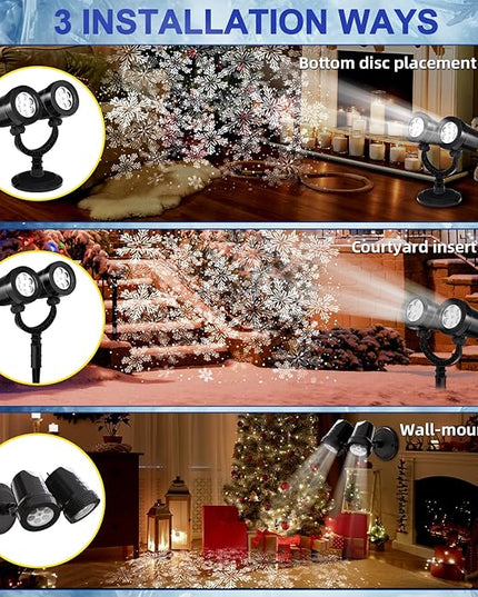 Snowflake Projection Light, Christmas Outdoor Double Headed Snowflake Projection Light, LED Snowfall Spotlight IP65 Waterproof Rating, Suitable for Christmas Garden Decoration (HT-TY-13) MVRPDXC
