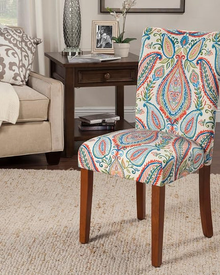 HomePop Parsons Classic Upholstered Accent Dining Chair, Set of 2, Colorful Paisley - LeafyLoom