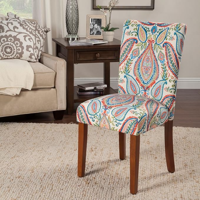 HomePop Parsons Classic Upholstered Accent Dining Chair, Set of 2, Colorful Paisley - LeafyLoom