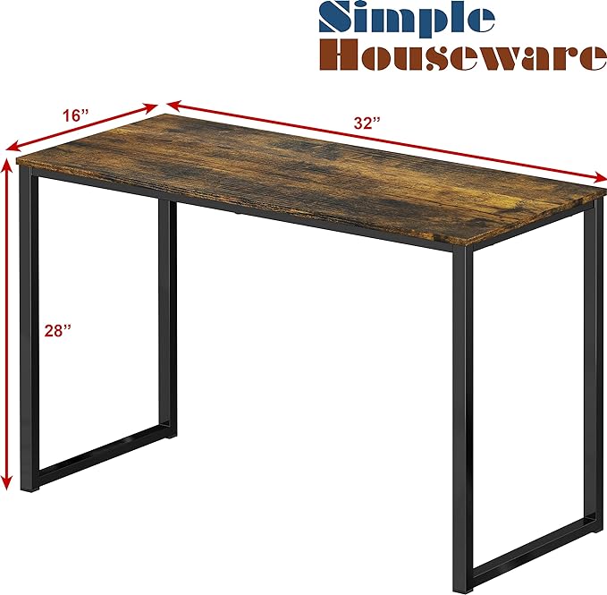 SHW Mission 32 inches Office Desk, Rustic Brown - LeafyLoom
