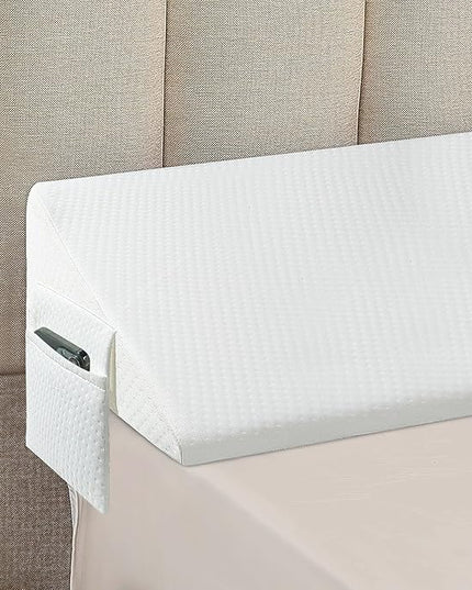 King Bed Wedge Pillow - Versatile Wedge Pillow Bed Gap Filler. Can Also be Used as a headboard Pillow, Mattress Wedge, and Bed Gap Filler(White 39"x10"x6") - LeafyLoom
