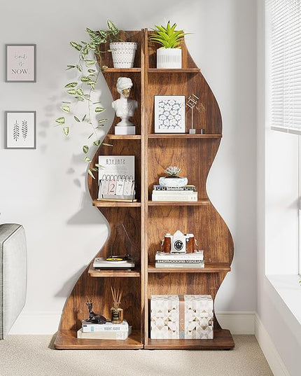 Small Corner Shelf, Modern 5-Tier Wall Corner Bookshelf, Stylish Bookcase Storage Rack for Small Space,Living Room. Bedroom - LeafyLoom